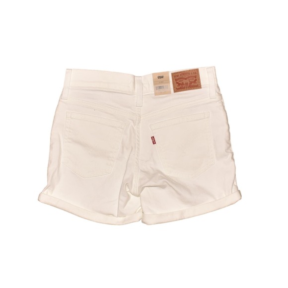 LEVI'S NEW $50 Mid-Length Roll Cuff Denim Jean Short White Size 26 - Picture 2 of 4